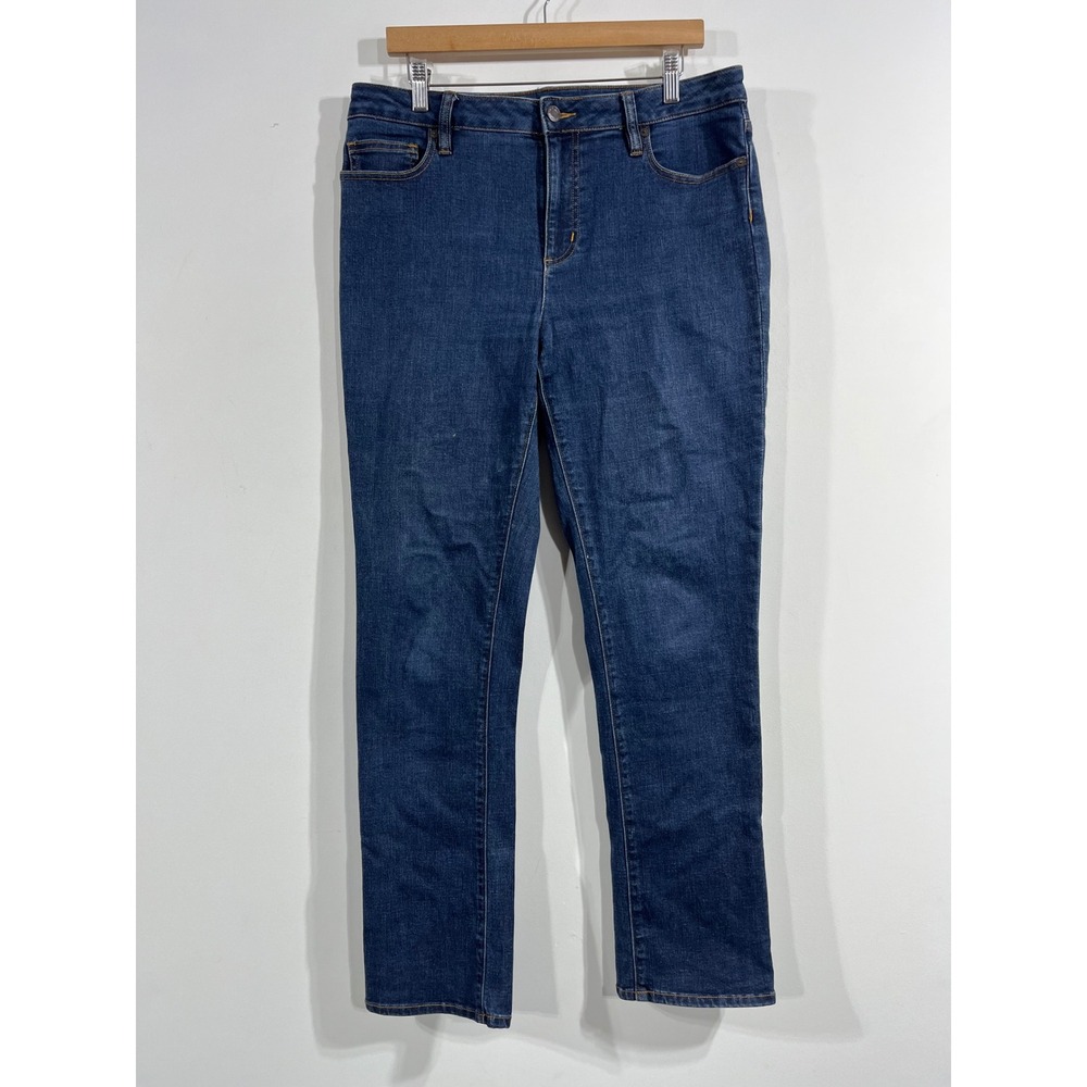 Lands End 90s VTG Womens Straight Leg Jeans Blue Dark Wash Denim Size 14 Preppy